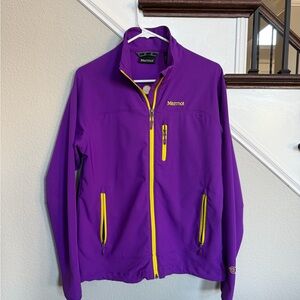 Marmot Vibrant Soft Shell Purple Jacket with Yellow Trim